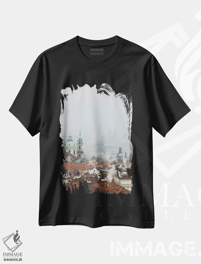 تیشرت مشکی طرح دار پراگ، جمهوری چک VI، مدیوم اثر لوک آنتونی گرم | فروشگاه ایماژ