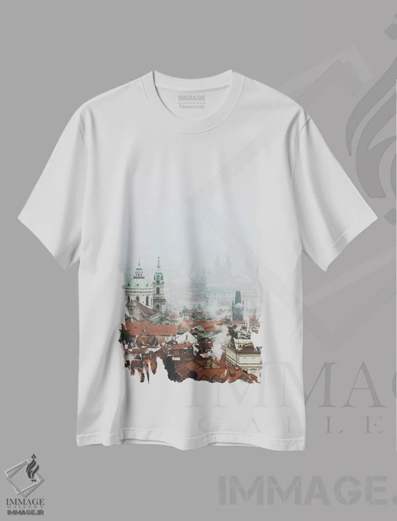 تیشرت سفید طرح دار پراگ، جمهوری چک VI، مدیوم اثر لوک آنتونی گرم | immage.ir