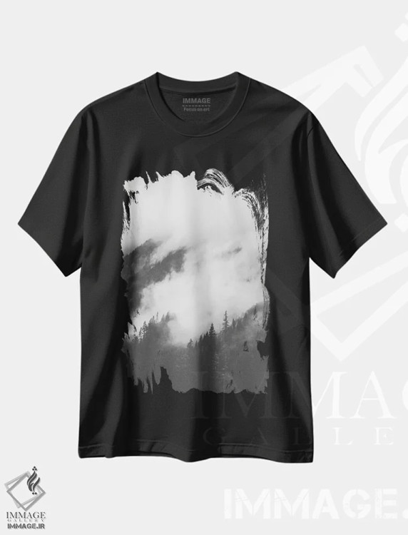 تیشرت مشکی طرح دار مه غلتان II، عکاسی سیاه و سفید اثر لوک آنتونی گرم | immage.ir