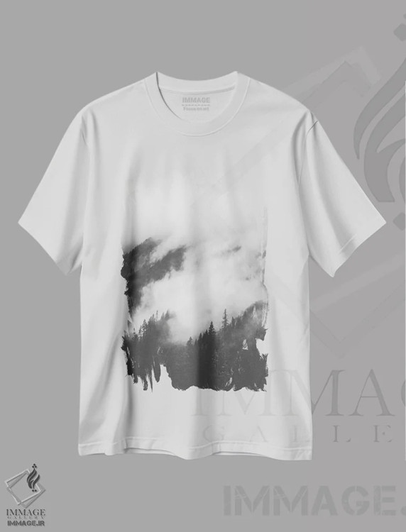 تیشرت سفید طرح دار مه غلتان II، عکاسی سیاه و سفید اثر لوک آنتونی گرم | فروشگاه ایماژ