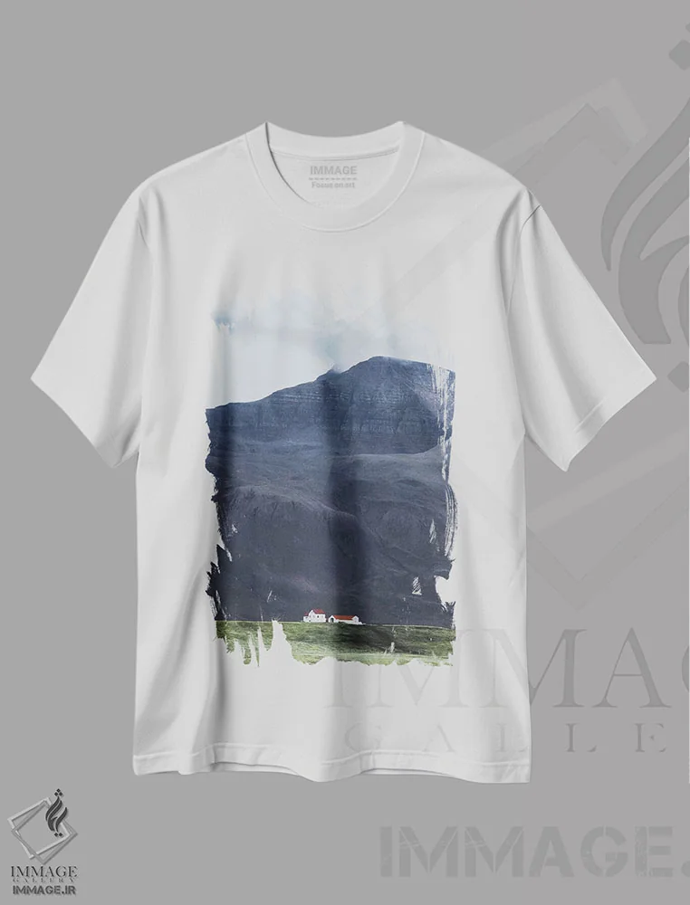 تیشرت سفید طرح دار ایسلند روستایی I، مدیوم اثر لوک آنتونی گرم | immage.ir