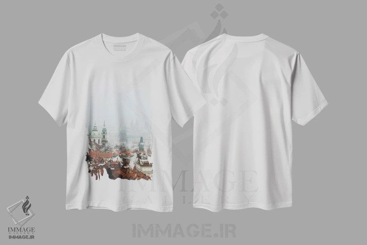 تیشرت سفید طرح دار پراگ، جمهوری چک VI، مدیوم اثر لوک آنتونی گرم | immage.ir