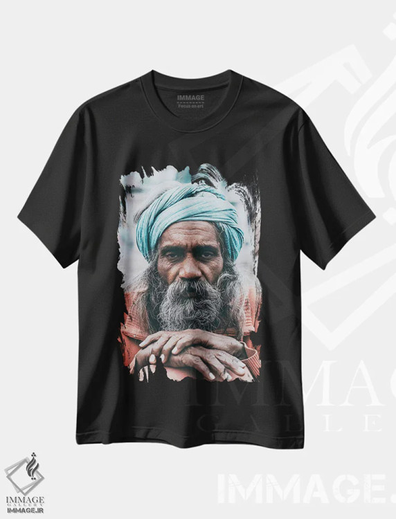 تیشرت مشکی طرح دار واراناسی، هند، دکور آسیایی اثر لوک آنتونی گرم | immage.ir