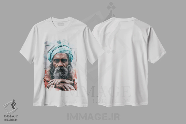 تیشرت سفید طرح دار واراناسی، هند، دکور آسیایی اثر لوک آنتونی گرم | فروشگاه ایماژ