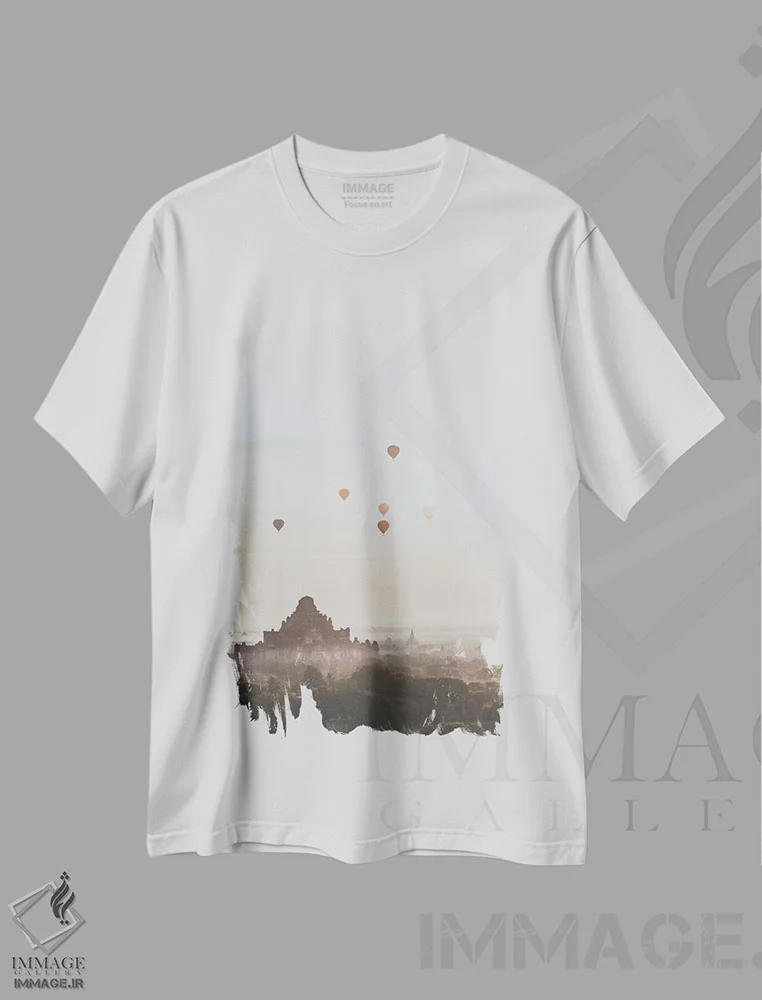 تیشرت سفید طرح دار باگان، میانمار II، مدیوم اثر لوک آنتونی گرم | immage.ir