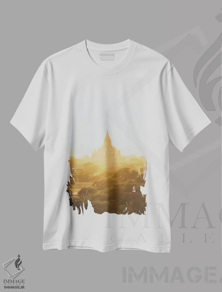 تیشرت سفید طرح دار باگان، میانمار III، مدیوم اثر لوک آنتونی گرم | immage.ir