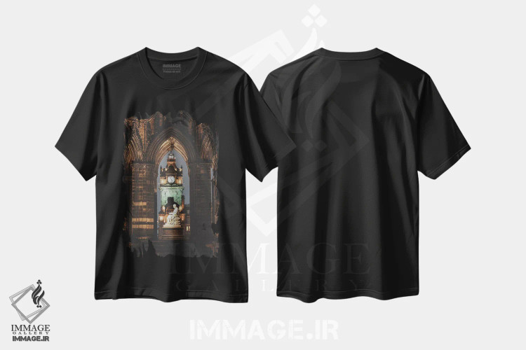 تیشرت مشکی طرح دار ادینبرو، اسکاتلند، مدیوم اثر لوک آنتونی گرم | فروشگاه ایماژ