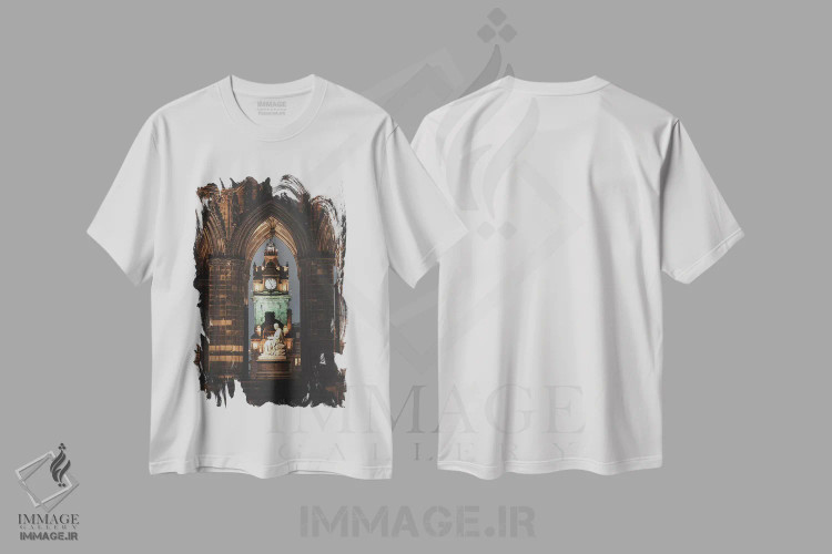 تیشرت سفید طرح دار ادینبرو، اسکاتلند، مدیوم اثر لوک آنتونی گرم | immage.ir