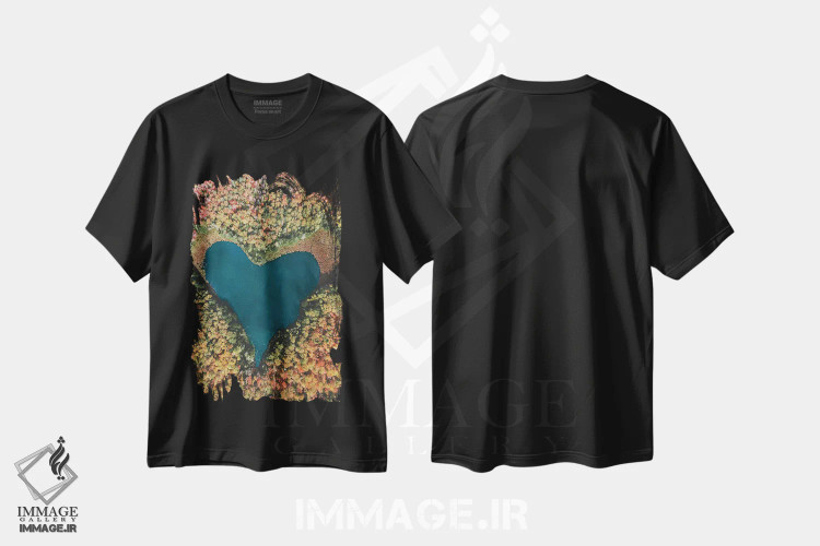 تیشرت مشکی طرح دار دریاچه قلب، مدیوم اثر لوک آنتونی گرم | فروشگاه ایماژ