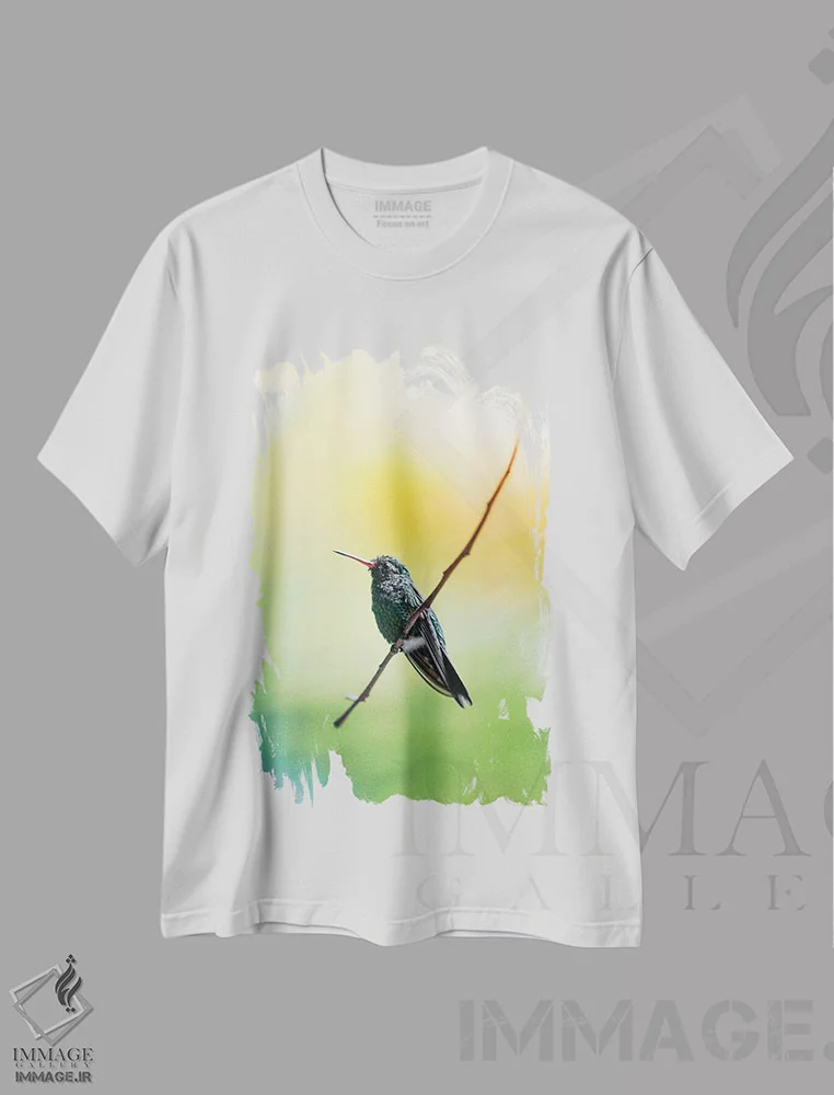 تیشرت سفید طرح دار مرغ مگس خوار هندوراس، مدیوم اثر لوک آنتونی گرم | فروشگاه ایماژ