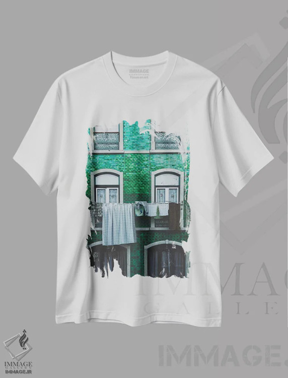 تیشرت سفید طرح دار لیسبون، پرتغال، مدیوم اثر لوک آنتونی گرم | immage.ir