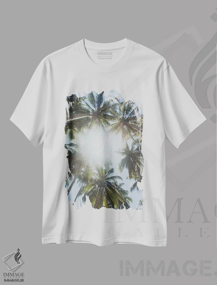تیشرت سفید طرح دار درختان نخل، فیلیپین II، تزئینی اثر لوک آنتونی گرم | immage.ir