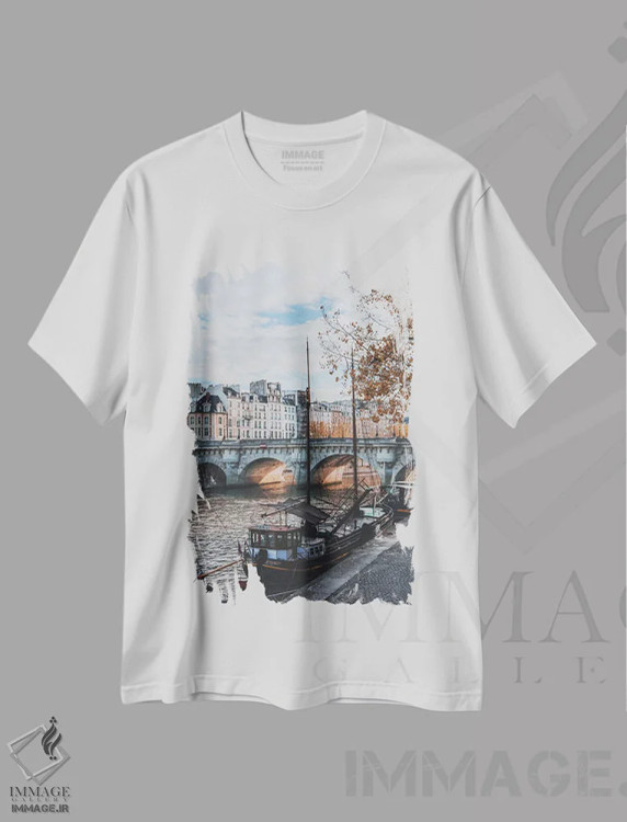 تیشرت سفید طرح دار پاریس، فرانسه II، مدیوم اثر لوک آنتونی گرم | immage.ir