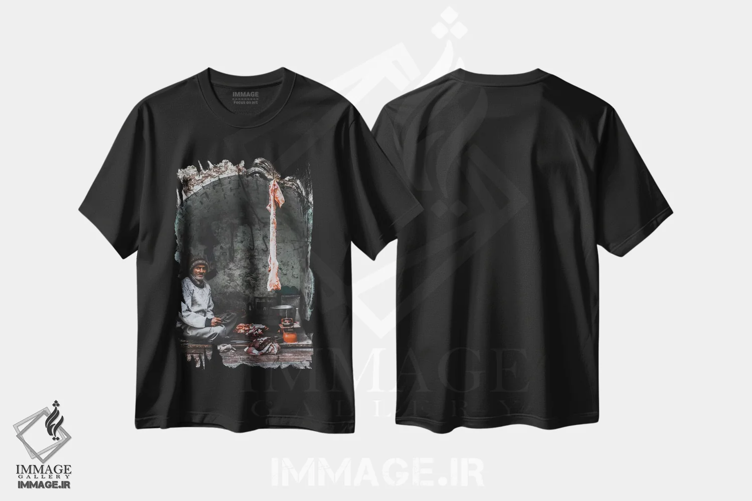 تیشرت مشکی طرح دار آگره- ۱، عکاسی فیگوراتیو اثر لوک آنتونی گرم | فروشگاه ایماژ