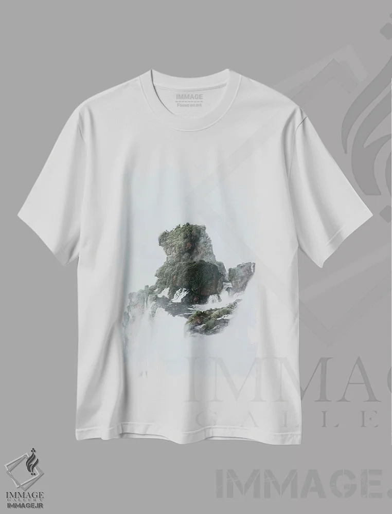 تیشرت سفید طرح دار آبشارهای ایگوازو، آرژانتین، مدیوم اثر لوک آنتونی گرم | immage.ir