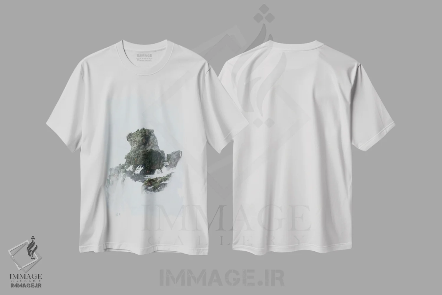 تیشرت سفید طرح دار آبشارهای ایگوازو، آرژانتین، مدیوم اثر لوک آنتونی گرم | immage.ir