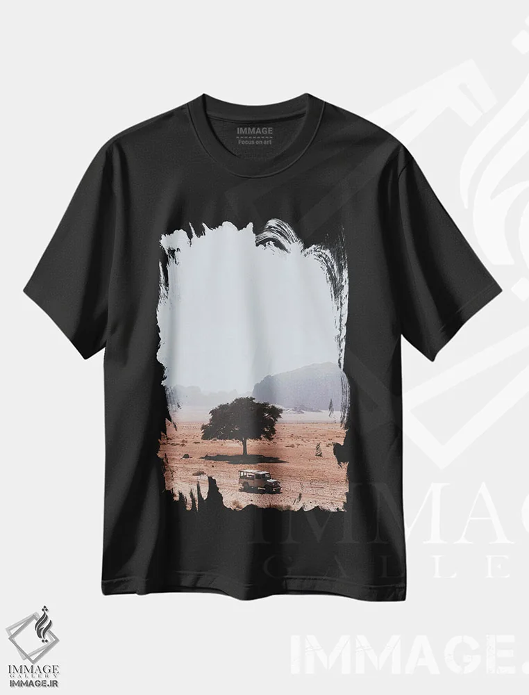 تیشرت مشکی طرح دار وادی روم، اردن، مدیوم اثر لوک آنتونی گرم | immage.ir