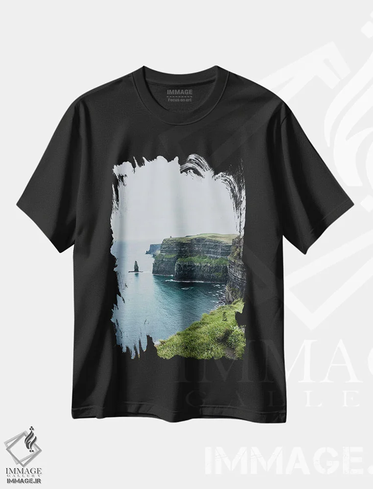 تیشرت مشکی طرح دار صخره های موهر، مدیوم اثر لوک آنتونی گرم | immage.ir