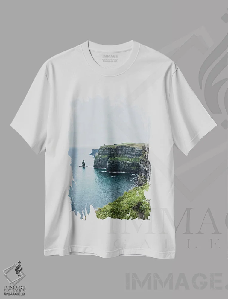 تیشرت سفید طرح دار صخره های موهر، مدیوم اثر لوک آنتونی گرم | فروشگاه ایماژ