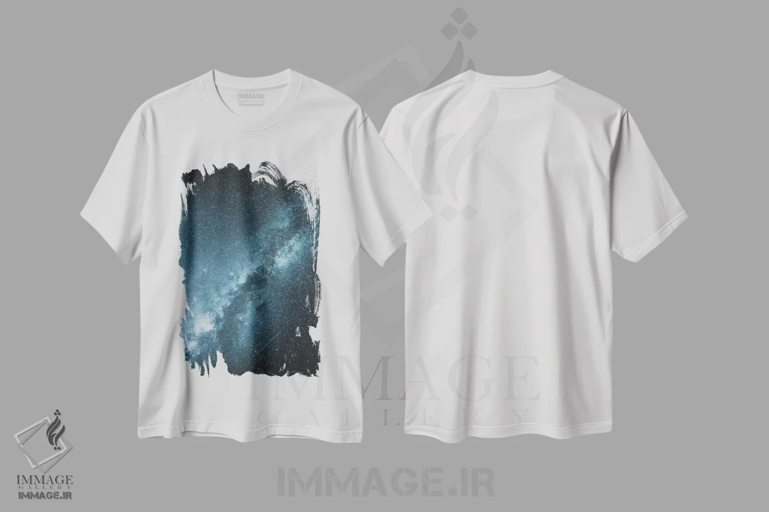 تیشرت سفید طرح دار راه شیری، تزئینی اثر لوک آنتونی گرم | فروشگاه ایماژ