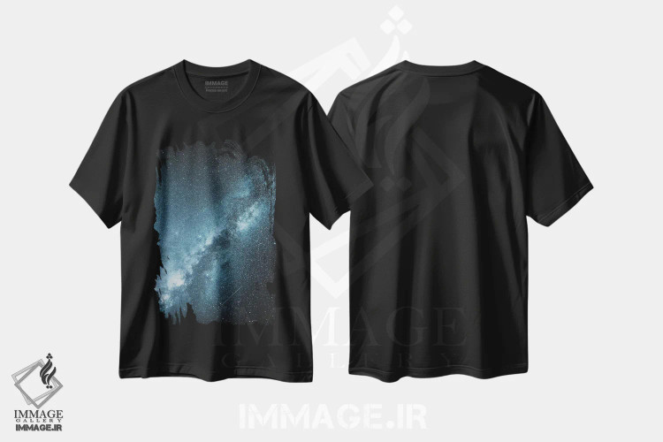 تیشرت مشکی طرح دار راه شیری، تزئینی اثر لوک آنتونی گرم | immage.ir