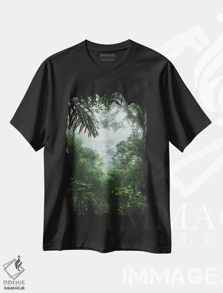 تیشرت مشکی طرح دار جنگل بارانی، کاستاریکا، مدیوم اثر لوک آنتونی گرم | فروشگاه ایماژ