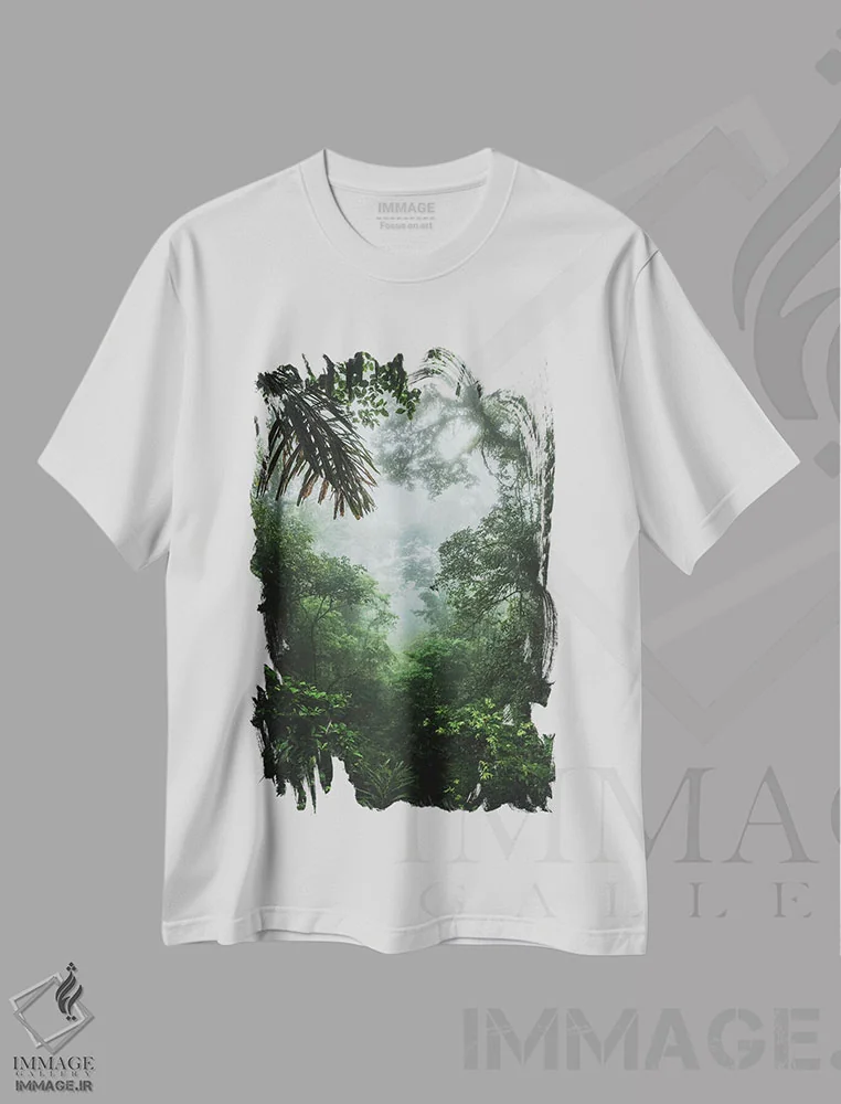 تیشرت سفید طرح دار جنگل بارانی، کاستاریکا، مدیوم اثر لوک آنتونی گرم | immage.ir
