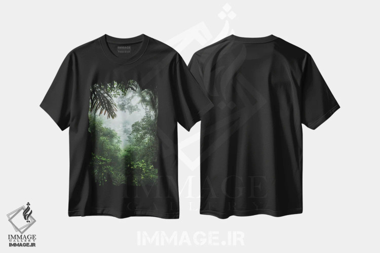 تیشرت مشکی طرح دار جنگل بارانی، کاستاریکا، مدیوم اثر لوک آنتونی گرم | فروشگاه ایماژ