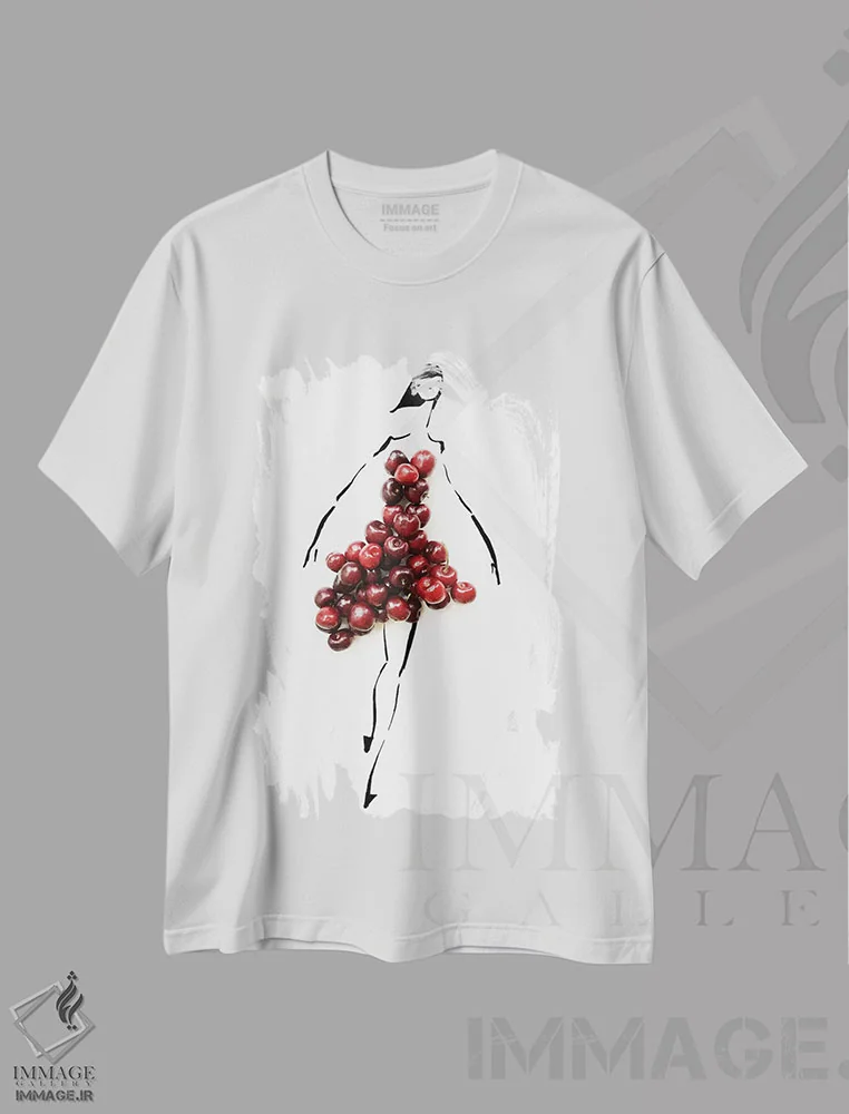تیشرت سفید طرح دار بمب گیلاسی، تزئینی اثر گرچن روهرز | immage.ir