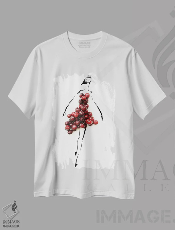 تیشرت سفید طرح دار بمب گیلاسی، تزئینی اثر گرچن روهرز | immage.ir