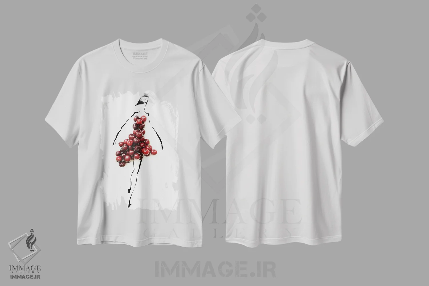 تیشرت سفید طرح دار بمب گیلاسی، تزئینی اثر گرچن روهرز | immage.ir