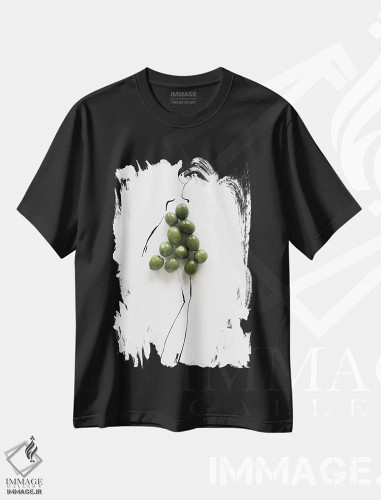 تیشرت مشکی طرح دار زیتون، تزئینی اثر گرچن روهرز | فروشگاه ایماژ