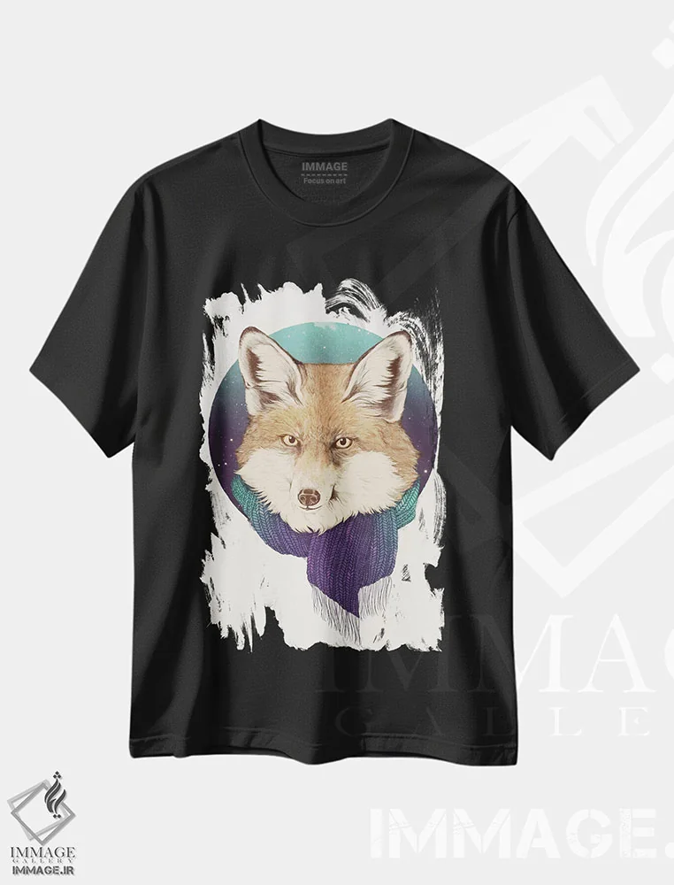 تیشرت مشکی طرح دار روباه اثر لورا گریوز | immage.ir
