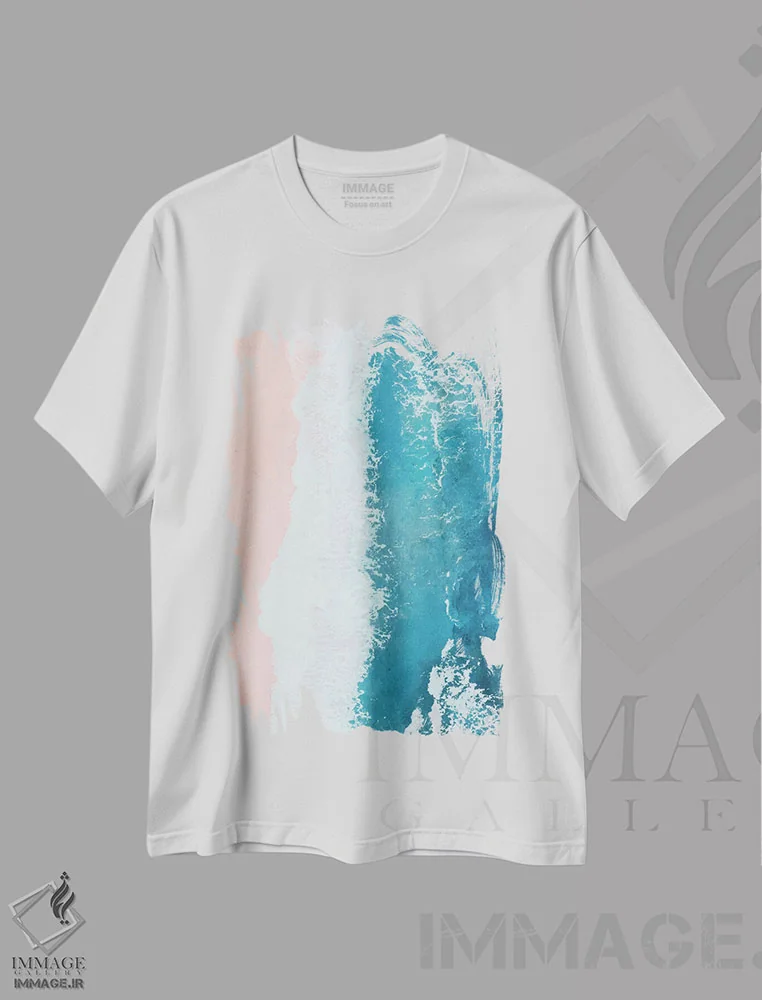تیشرت سفید طرح دار فقط ساحلی، سواحل از نمای بالا اثر لورا گریوز | immage.ir