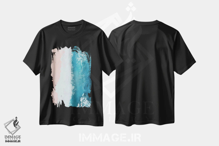 تیشرت مشکی طرح دار فقط ساحلی، سواحل از نمای بالا اثر لورا گریوز | فروشگاه ایماژ
