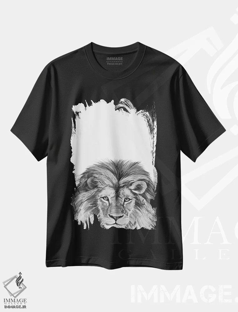 تیشرت مشکی طرح دار شیر اثر لورا گریوز | immage.ir