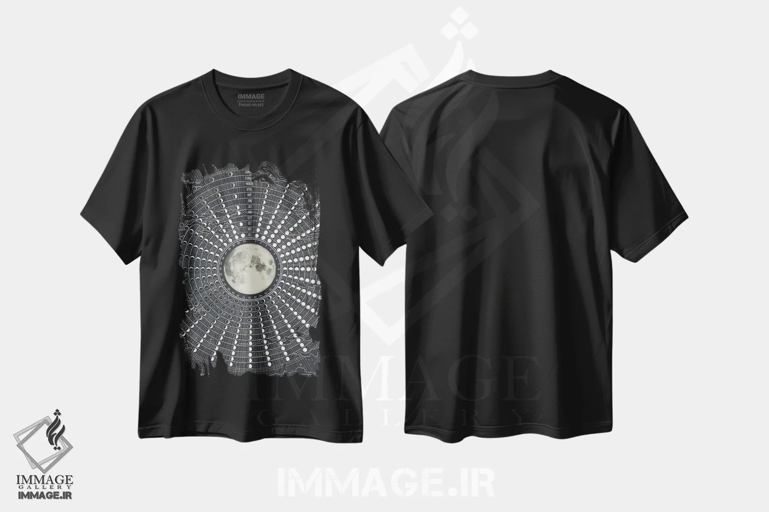 تیشرت مشکی طرح دار فازهای ماه ۲۰۱۷، دکوراسیون جایگزین اثر لورا گریوز | فروشگاه ایماژ