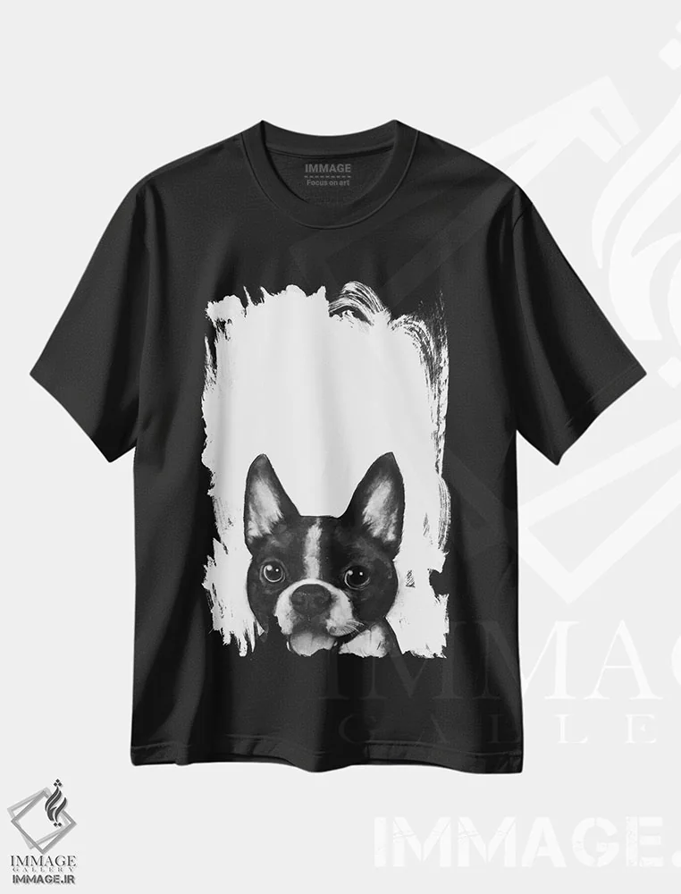 تیشرت مشکی طرح دار بوستون اثر لورا گریوز | فروشگاه ایماژ