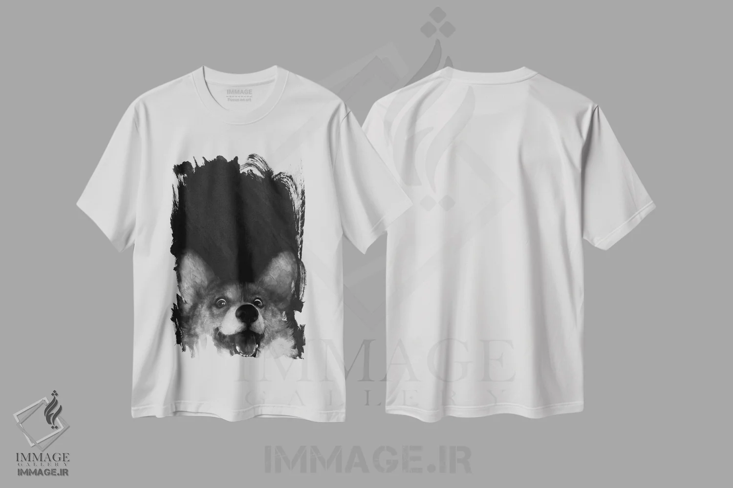 تیشرت سفید طرح دار فاکس کورگی سوسیس مانند اثر لورا گریوز | فروشگاه ایماژ