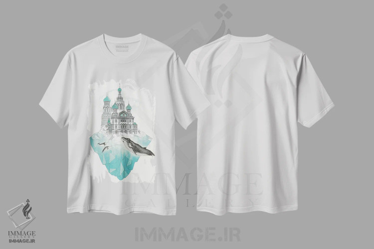 تیشرت سفید طرح دار سن پترزبورگ، دست نقاشی و طراحی دستی اثر لورا گریوز | فروشگاه ایماژ