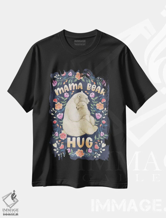 تیشرت مشکی طرح دار بغل مادرخرسی، دست نقاشی و طراحی دستی اثر لورا گریوز | immage.ir