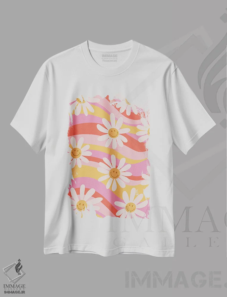 تیشرت سفید طرح دار مرواریدهای موج دار، تزئینی اثر لورا گریوز | فروشگاه ایماژ