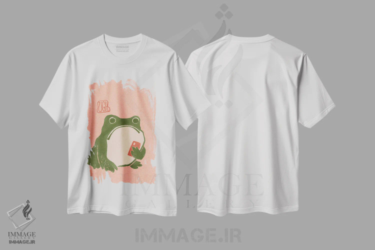 تیشرت سفید طرح دار آخ، قورباغه ماتسوموتو هوجی، دست نقاشی و طراحی دستی اثر لورا گریوز | immage.ir