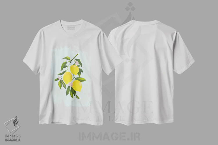 تیشرت سفید طرح دار شاخه لیمو، تزئینی اثر لورا گریوز | فروشگاه ایماژ