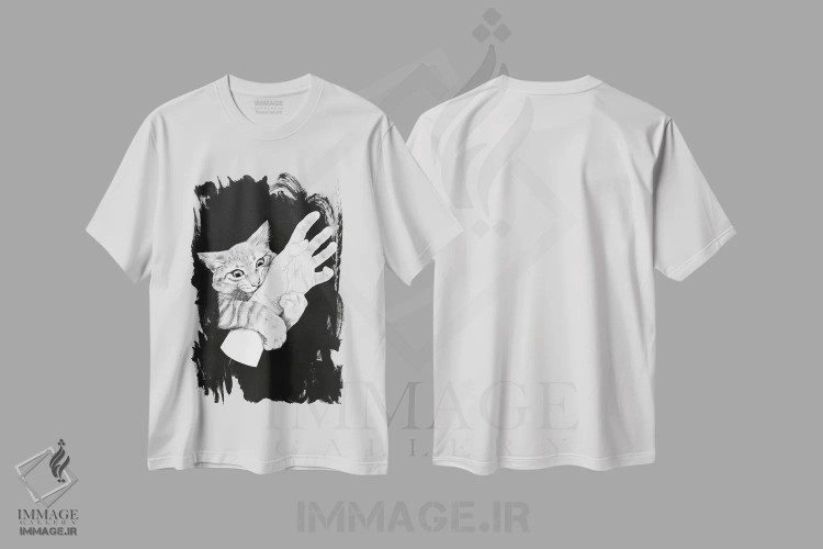 تیشرت سفید طرح دار عشق نیش می زند، هنر تزئینی سیاه و سفید اثر لورا گریوز | immage.ir