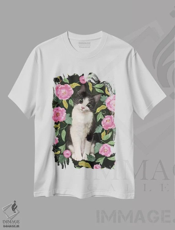 تیشرت سفید طرح دار گربه تاکسیدو در میان صدتومنی ها اثر لورا گریوز | فروشگاه ایماژ