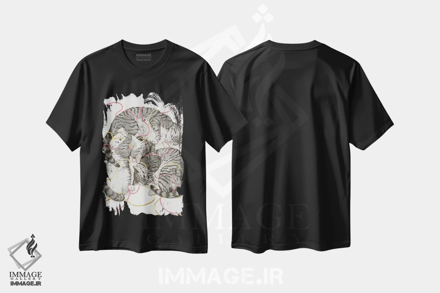 تیشرت مشکی طرح دار گربه ها در رزگلد اثر لورا گریوز | immage.ir