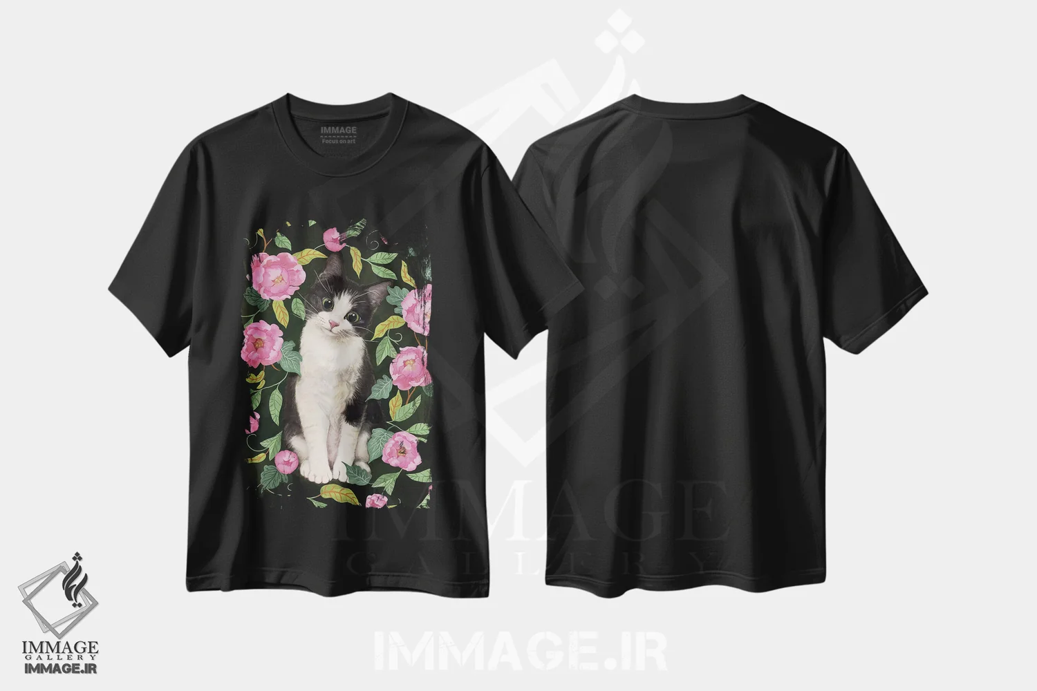 تیشرت مشکی طرح دار گربه تاکسیدو در میان صدتومنی ها اثر لورا گریوز | immage.ir