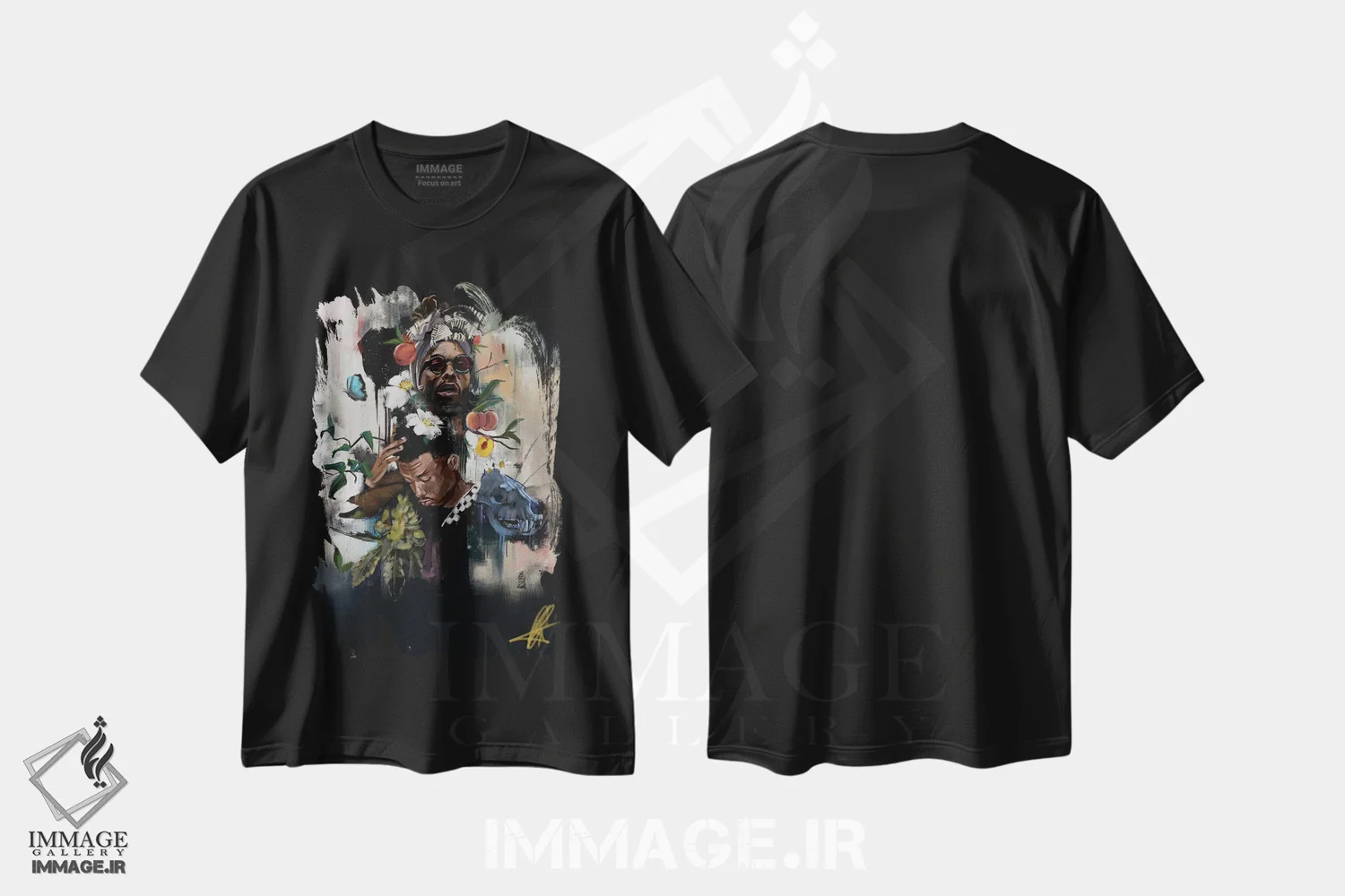 تیشرت مشکی طرح دار از زمین، هنر آمریکایی آفریقایی تبار اثر گوردون رو | immage.ir