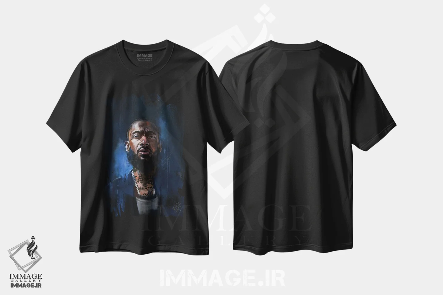 تیشرت مشکی طرح دار ماراتن، هنر آمریکایی آفریقایی تبار اثر گوردون رو | immage.ir